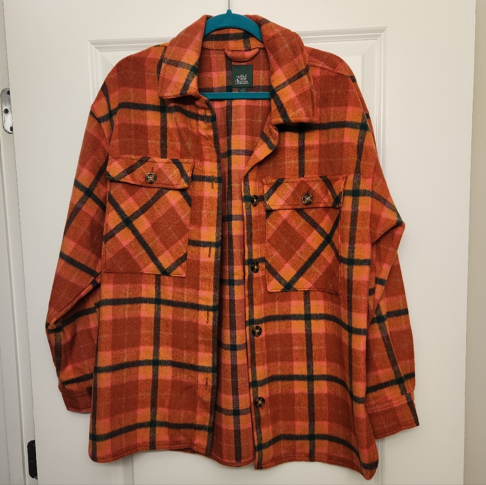 Wild Fable Vibrant Orange Plaid Shacket